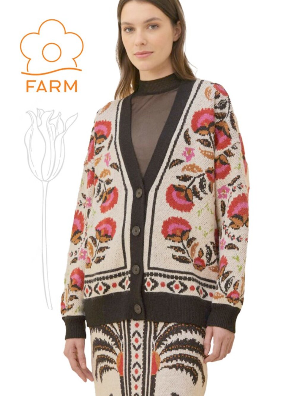 FARM RIO Sand Palms Paradise Knit Cardigan